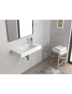 Lavabo rettangolare sospeso MINOS 70x36x10 cm