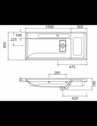 Lavabo sospeso QUATTRO rettangolare 100x45x19 cm