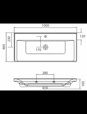 SAVA lavabo rettangolare sospeso 100x46x16,5 cm