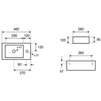 Lavabo sospeso ZANINA 46x26x10,5 cm