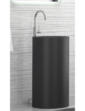 Lavabo totem nero MILOS 82x44 cm in solid surface