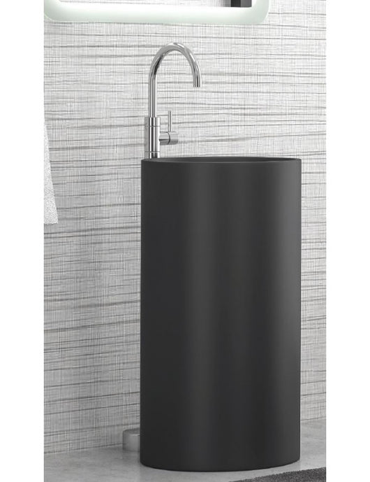 Lavabo totem nero MILOS 82x44 cm in solid surface