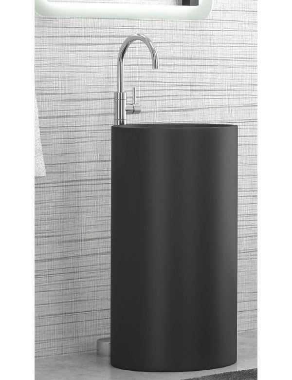 Lavabo totem nero MILOS 82x44 cm in solid surface