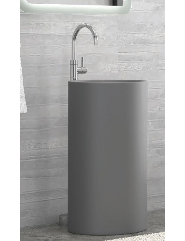 Lavabo totem grigio MILOS 82x44 cm in solid surface
