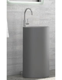 Lavabo totem grigio MILOS 82x44 cm in solid surface