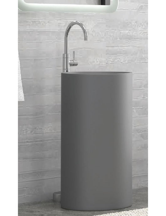 Lavabo totem grigio MILOS 82x44 cm in solid surface