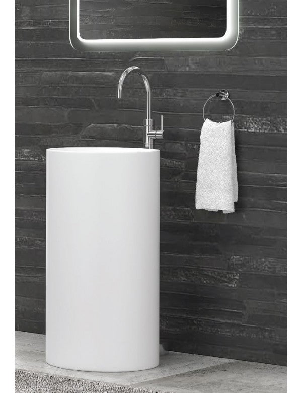 Lavabo totem bianco MILOS 82x44 cm in solid surface