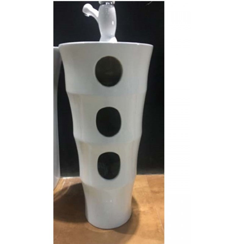 ELYSEE lavello totem rotondo 1 foro 83x42x42 cm in porcellana