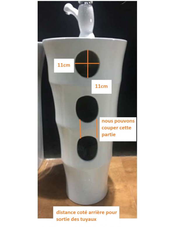 ELYSEE lavello totem rotondo 1 foro 83x42x42 cm in porcellana