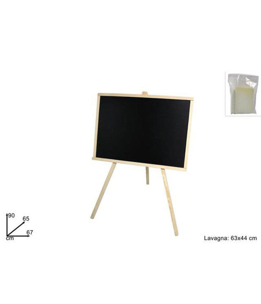 Lavagna Con Cavalletto In Legno 63x44 Cm Scrivibile Con Gessetto E Cancellino         