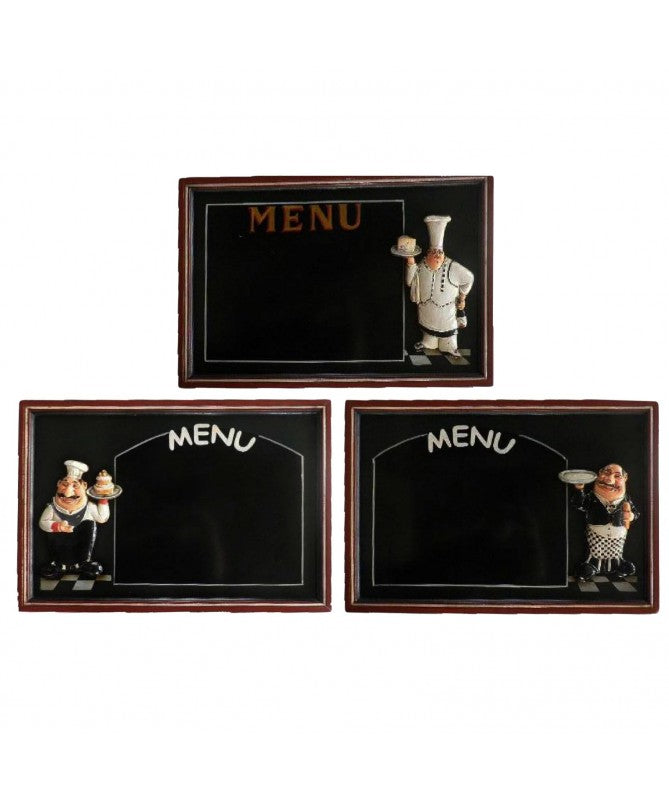 Lavagna legno cuoco menu' rettangolare 3 assortiti