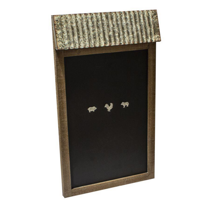 Lavagna legno metallo con tetto e 3 calamite animali rettangolare cm 45x78x7,5
