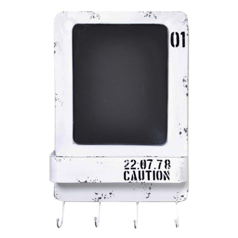 Lavagna metallo bristol bianco con mensola e appendino 4 posti cm 35x57,5x7