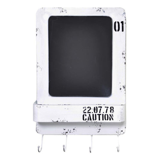 Lavagna metallo bristol bianco con mensola e appendino 4 posti cm 35x57,5x7