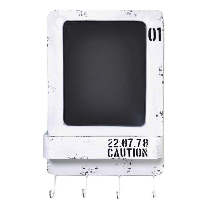 Lavagna metallo bristol bianco con mensola e appendino 4 posti cm 35x57,5x7