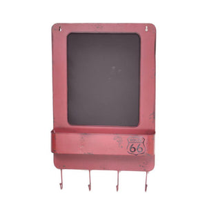 Lavagna metallo bristol rosso con mensola e appendino 4 posti cm 35x57,5x7