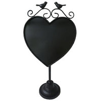 Lavagna metallo nero cuore con uccelli cm 21,5x14,5h42