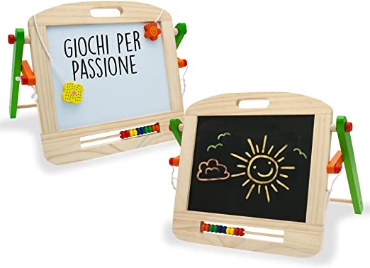 Lavagna da gioco per bambini in Legno Lavagna In Legno Da Tavolo Per Bambini con Gessetti, Doppia, Lavagnetta da Tavolo