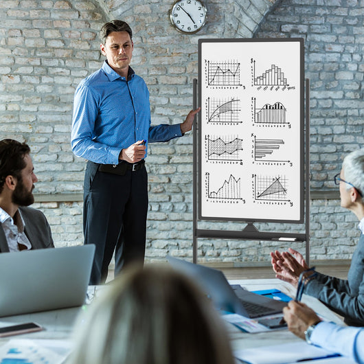 Lavagna bianca regolabile in 2 altezze con ruote pennarelli cancellino magneti, Lavagna a secco reversibile 183,5cm Nero-Lavagne