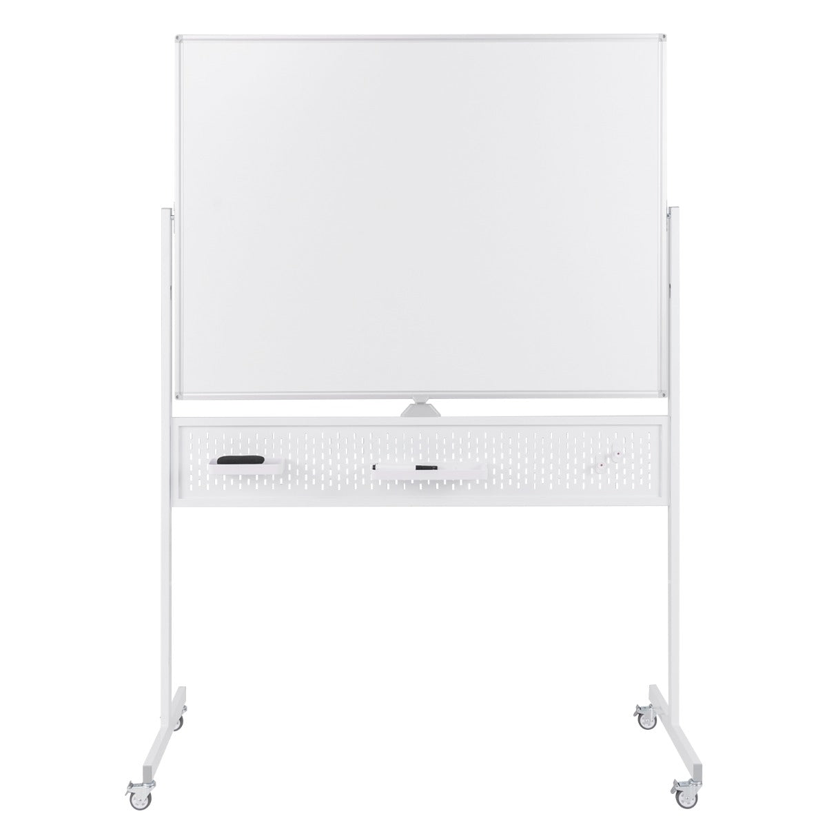 Lavagna mobile da 120x90cm con supporto pannello e accessori, Lavagna a 2 lati da pavimento per casa ufficio aula Biacno-Lavagne