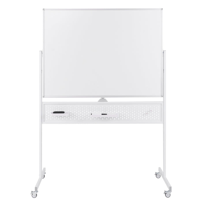 Lavagna mobile da 120x90cm con supporto pannello e accessori, Lavagna a 2 lati da pavimento per casa ufficio aula Biacno-Lavagne