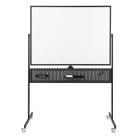 Lavagna mobile da 120x90cm con supporto pannello e accessori, Lavagna a 2 lati da pavimento per casa ufficio aula Nero-Lavagne