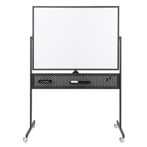 Lavagna mobile da 120x90cm con supporto pannello e accessori, Lavagna a 2 lati da pavimento per casa ufficio aula Nero-Lavagne