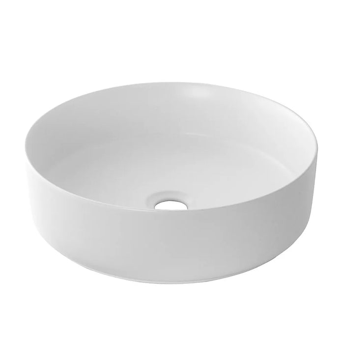 Lavandino da appoggio 40 cm design tondo in ceramica bianco opaco