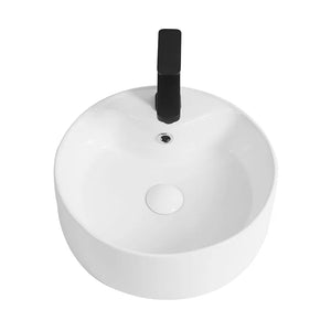 Lavabo da appoggio tondo D. 46 cm in ceramica bianco lucida