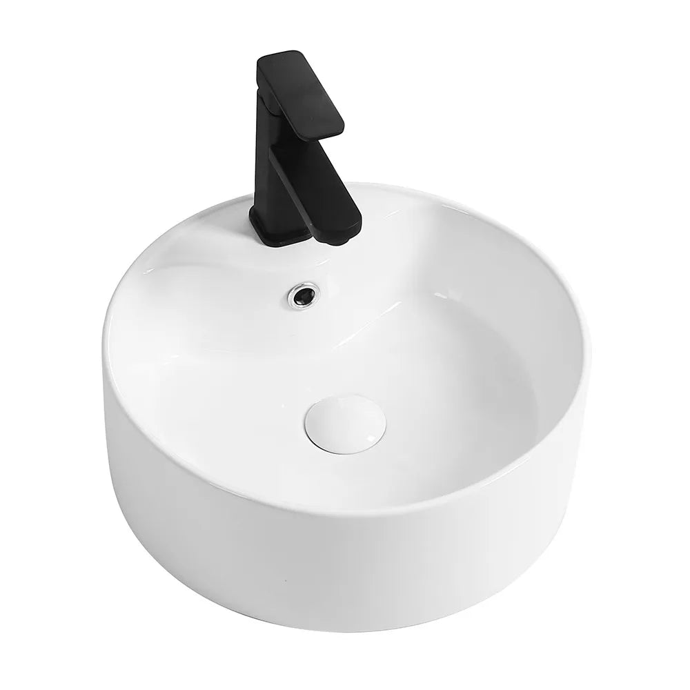 Lavabo da appoggio tondo D. 46 cm in ceramica bianco lucida
