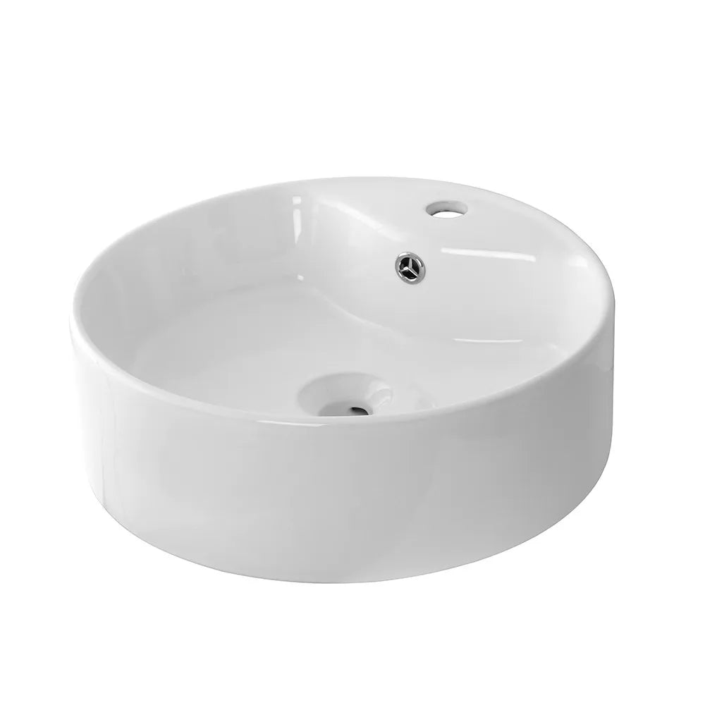 Lavabo da appoggio tondo D. 46 cm in ceramica bianco lucida