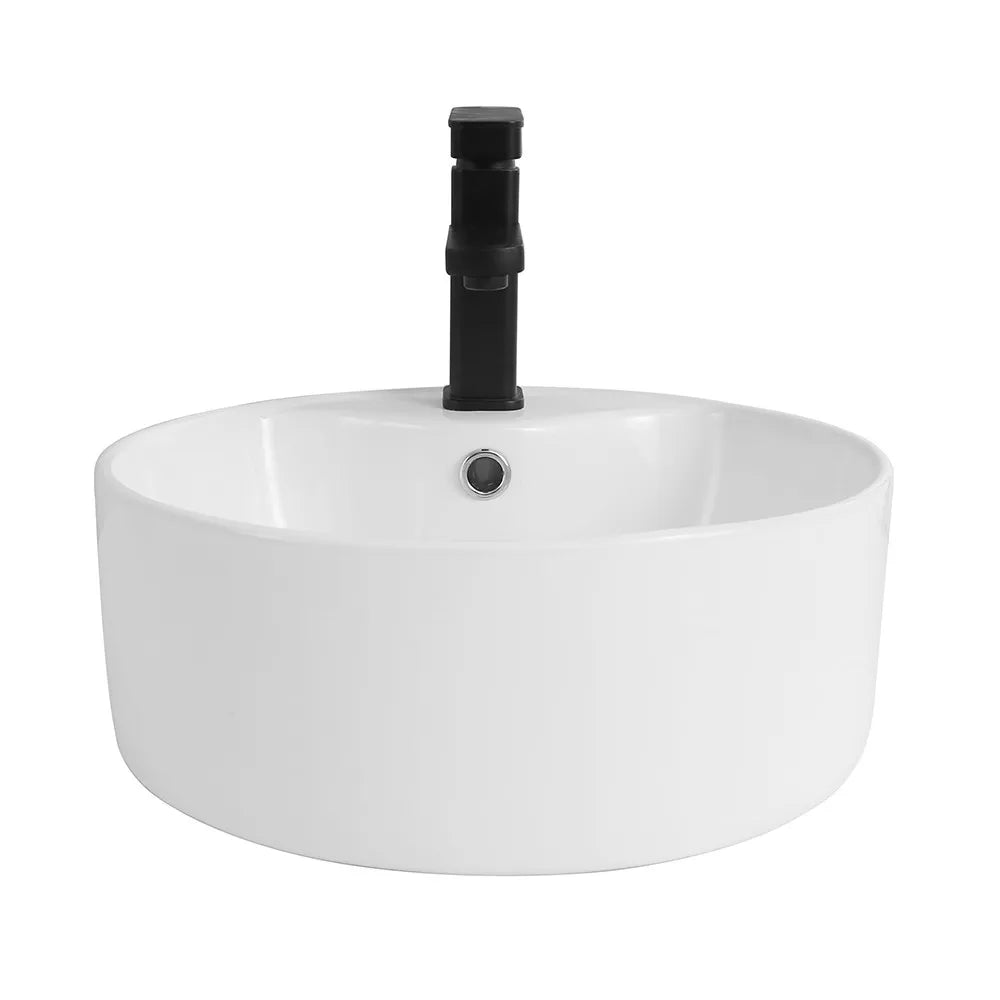 Lavabo da appoggio tondo D. 46 cm in ceramica bianco lucida