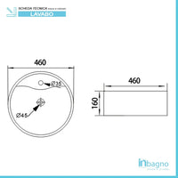 Lavabo da appoggio tondo D. 46 cm in ceramica bianco lucida