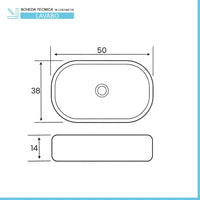 Lavandino da appoggio ovale 50x38 cm effetto marmo nero Tokyo