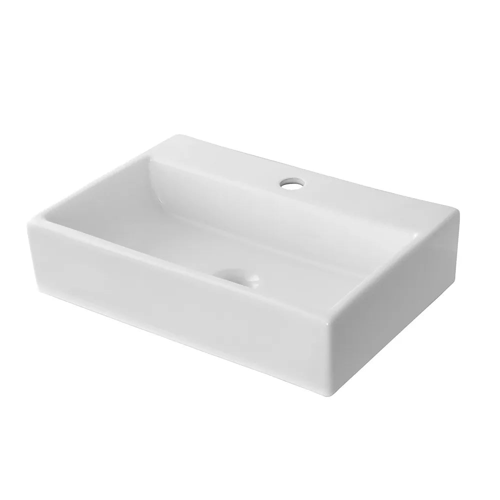 Lavandino da appoggio rettangolare 52x35 cm in ceramica lucida
