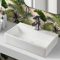 Lavandino da appoggio rettangolare 52x35 cm in ceramica lucida