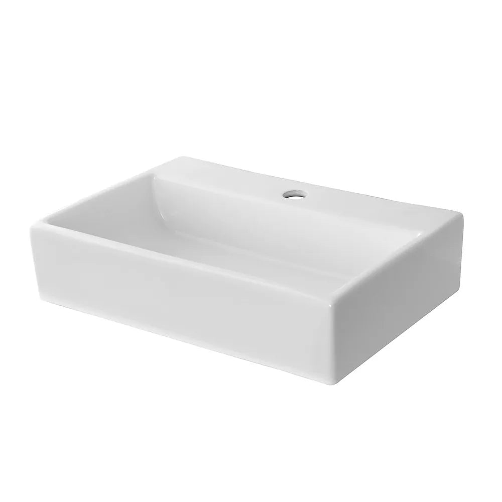 Lavandino da appoggio rettangolare 52x35 cm in ceramica lucida