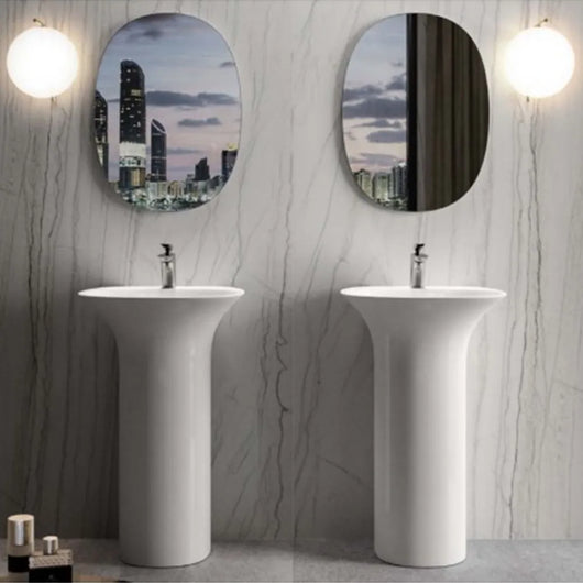 Lavandino freestanding bianco in ceramica Sensation con foro miscelatore