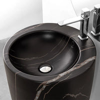 Lavandino freestanding da terra 50x85h cm effetto marmo nero Tokyo