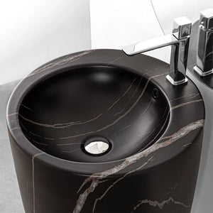 Lavandino freestanding da terra 50x85h cm effetto marmo nero Tokyo