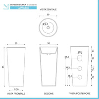 Lavandino freestanding da terra 50x85h cm effetto marmo nero Tokyo