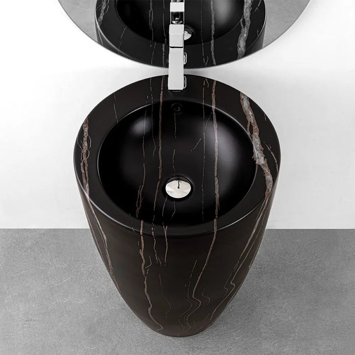 Lavandino freestanding da terra 50x85h cm effetto marmo nero Tokyo