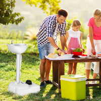 Lavandino da campeggio con pompa a pedale serbatoio d'acqua da 17L e ruote-Lavandino portatile da giardino