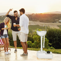 Lavandino da campeggio con pompa a pedale serbatoio d'acqua da 17L e ruote-Lavandino portatile da giardino