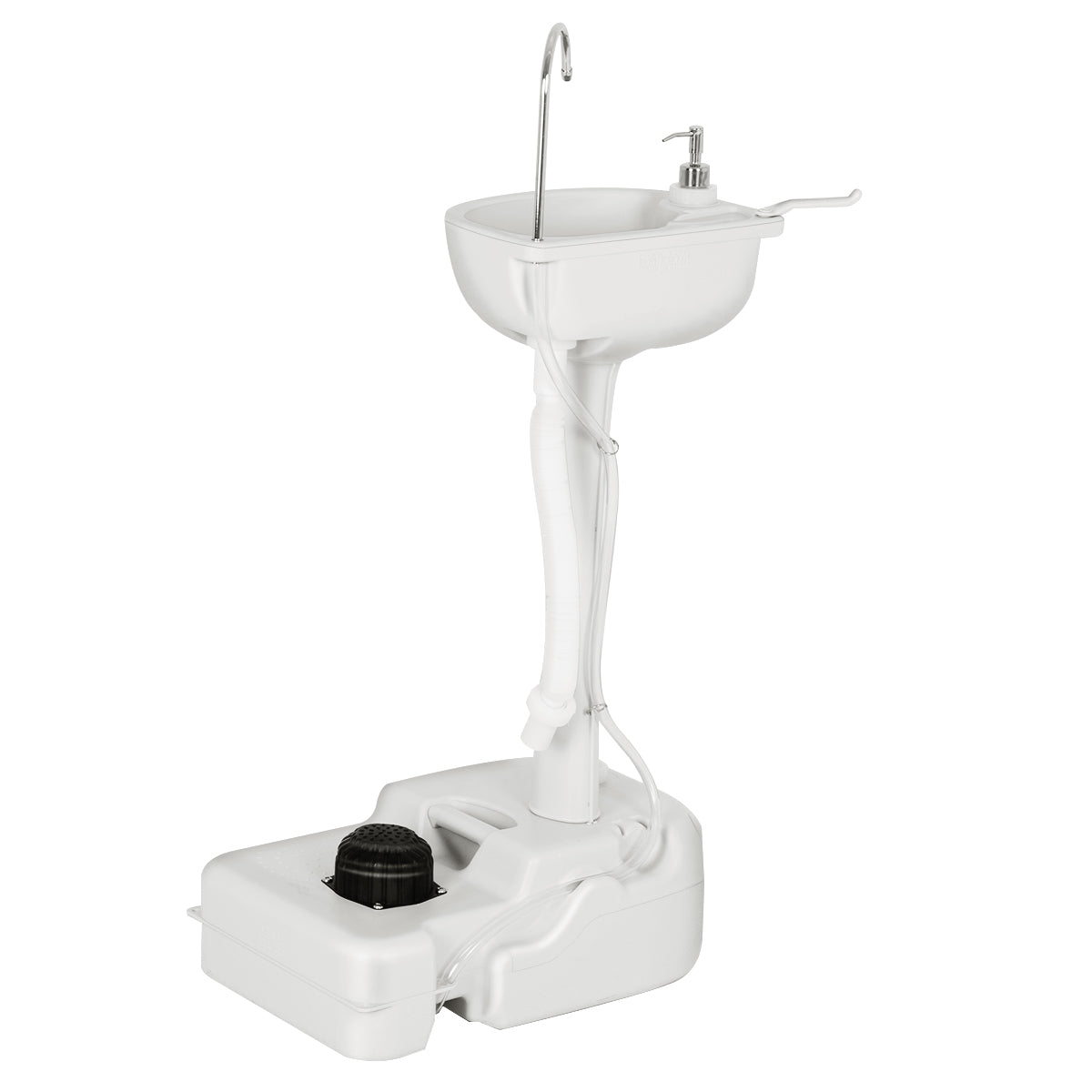 Lavandino da campeggio con pompa a pedale serbatoio d'acqua da 17L e ruote-Lavandino portatile da giardino