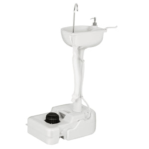 Lavandino da campeggio con pompa a pedale serbatoio d'acqua da 17L e ruote-Lavandino portatile da giardino