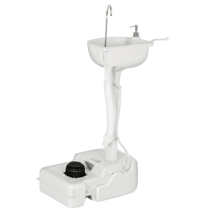 Lavandino da campeggio con pompa a pedale serbatoio d'acqua da 17L e ruote-Lavandino portatile da giardino