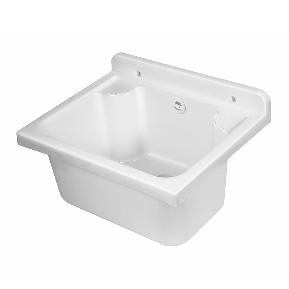 Lavatoio a muro 42x34 cm in resina bianca completo di kit di scarico