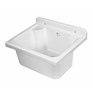 Lavatoio a muro 42x34 cm in resina bianca completo di kit di scarico