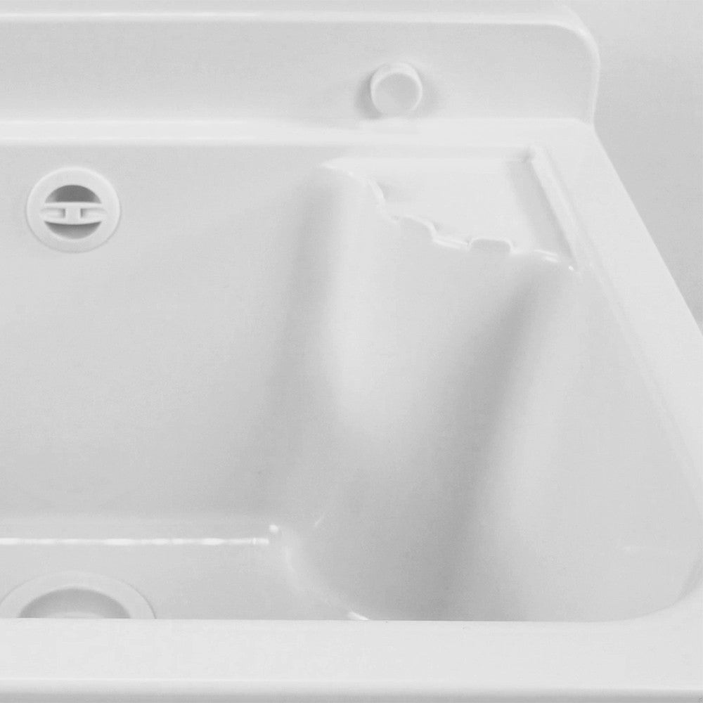 Lavatoio a muro 42x34 cm in resina bianca completo di kit di scarico